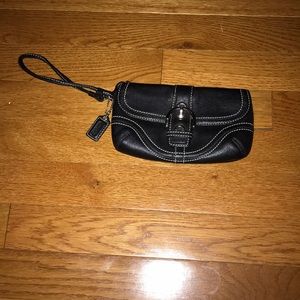 Black leather Coach wristlet